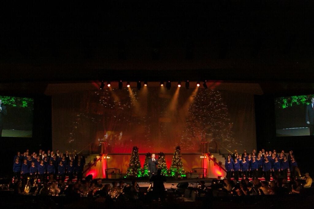 A choir performing live on stage